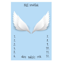 ELIS DESIGN Milníková deka na focení miminek Andělská křídla modrá varianta: bez jména miminka