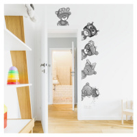 Dětské samolepky na zeď - Šediví medvídci kolem dveří