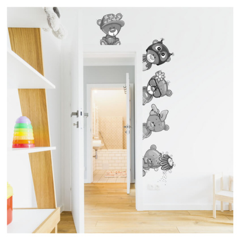 Dětské samolepky na zeď - Šediví medvídci kolem dveří INSPIO