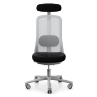 HÅG - Židle SOFI 7500 šedá s opěrkou hlavy, vyšší sedák