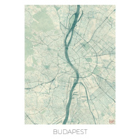 Mapa Budapest, Hubert Roguski, 30 × 40 cm