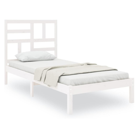 vidaXL Rám postele bílý masivní dřevo 75 x 190 cm malé jednolůžko