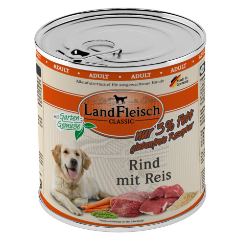 LandFleisch Dog Classic hovězí s rýží 6 × 800 g Landfleisch Pur