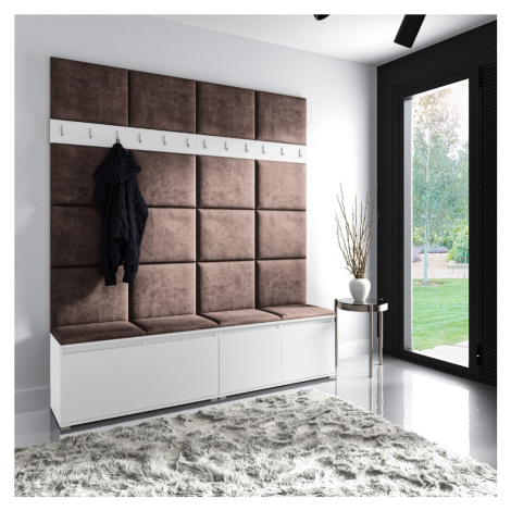 Eka Předsíňová stěna s čalouněnými panely Trinity 4 - Bílá / Tmavá hnědá 2308