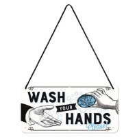 Plechová cedule Wash Your Hands, 20 x 10 cm