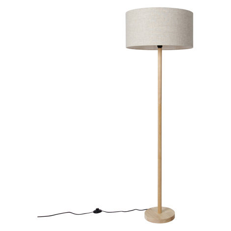 Rustikální stojací lampa dřevo shnědým stínítkem - Mels QAZQA