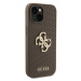 Zadní kryt Guess PU Perforated 4G Glitter Metal Logo pro Apple iPhone 15, taupe