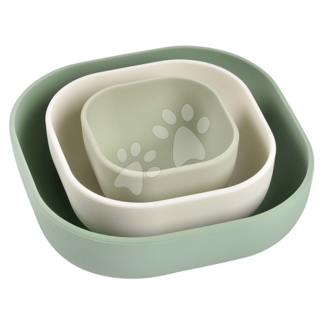 Jídelní souprava Silicone Nesting Bowl Set Beaba Sage Green Cotton Misty Green ze silikonu 3díln