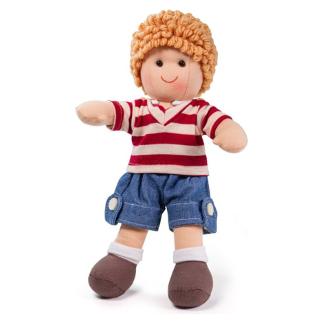 Bigjigs Toys Látková panenka HARRY 28 cm červeno-modrá