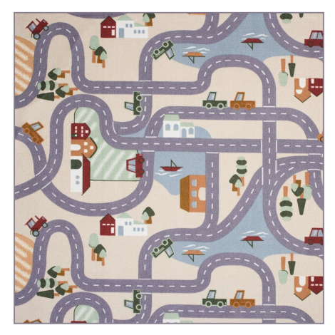 Vopi, Dětský kusový koberec Scanroad 39 čtverec, 300x300, vícebarevná, dětský pokoj