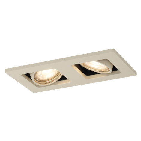 Moderní vestavné bodové svítidlo béžové GU10 50 mm otočné a sklopné 2-světlo - Qure QAZQA
