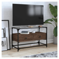 vidaXL TV skříňka se skleněnou deskou kouřový dub 80x35x51 cm kompozit