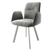 DELIFE Jídelní židle Vinja-Flex šedý samet oválná podnož z nerezové oceli