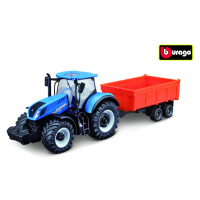 Bburago 1:50 Farm Traktor New Holland s vlečkou