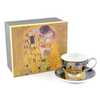 Home Elements Porcelánový šálek 250 ml, s podtáckem, Klimt, Polibek tmavý