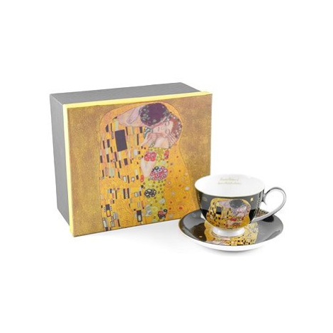 Home Elements Porcelánový šálek 250 ml, s podtáckem, Klimt, Polibek tmavý