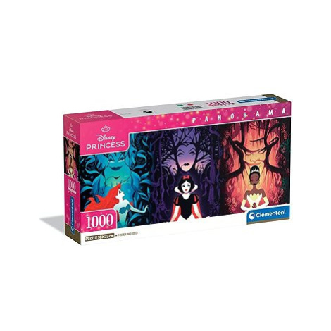 CLEMENTONI Panoramatické puzzle Disney princezny a zloduši 1000 dílků
