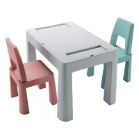 TEGGI TI-011-174 MULTIFUN sada stoleček + židličky 1+2 šedá/růžová/tyrkysová