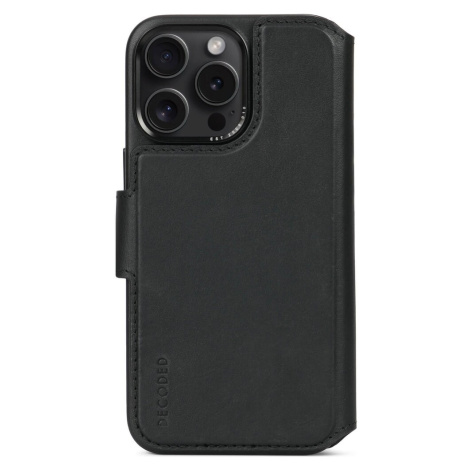 Pouzdro Decoded Leather Detachable Wallet iPhone 15 Pro Max černé Černá