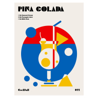 Ilustrace Pina Colada Bauhaus Cocktail, Retrodrome, (30 x 40 cm)