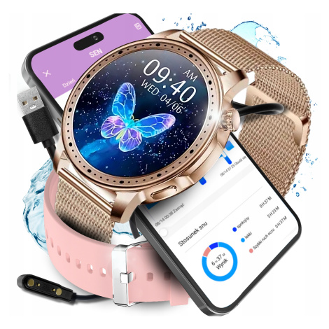 Chytré Hodinky Smart Watch Dámské hodinky pro ženu z Hovoru Menu Pl Zlaté