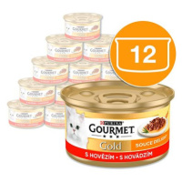 Gourmet Gold hovězí v omáčce 12 × 85 g