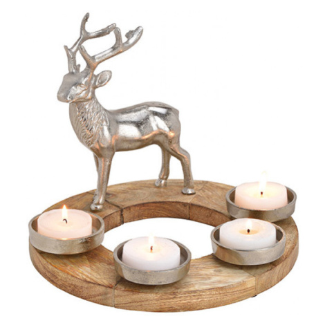 Dudlu Dřevěný adventní svícen - jelen