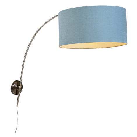 Nástěnná oblouková lampa z oceli s odstínem modré 50/50/25 nastavitelná QAZQA