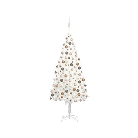Umělý vánoční strom s LED diodami a sadou koulí bílý 210 cm SHUMEE