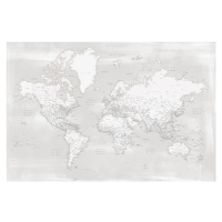 Mapa Rustic distressed detailed world map in neutrals, Blursbyai, 40 × 26.7 cm