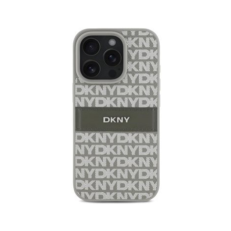 DKNY PU Leather Repeat Pattern Tonal Stripe Zadní Kryt pro iPhone 16 Pro Max Beige