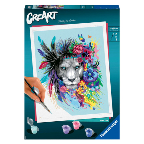 Ravensburger CreArt Pestrobarevný lev s květinami