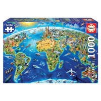 Puzzle Miniature series World Landmarks Educa 1000 dílků a Fix lepidlo od 11 let