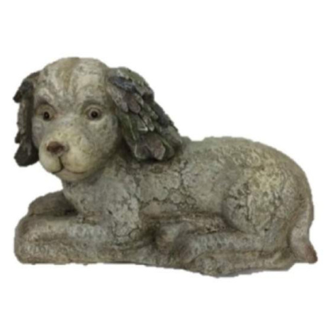 Pes ležící keramika šedá 40cm