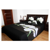 Přehoz na postel černý s bílou orchidejí Šířka: 220 cm | Délka: 240 cm