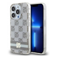 Zadní Kryt Dkny pro Apple iPhone 15 Pro Leather Checkered Mono béžová