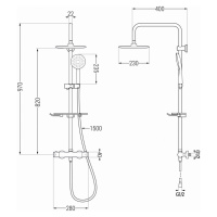 MEXEN/S KT67 Sprchový sloup s termostatickou baterií, chrom / bílá 771506793-00