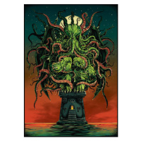 Ilustrace Cthulhu kraken, Man_Half-tube, 30 × 40 cm