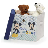 Dětský textilní úložný koš Living s víkem / 30 x 30 x 30 cm / bílá / Disney Mickey