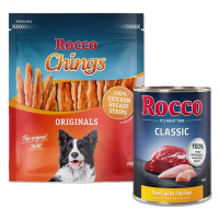 Rocco Classic 6 x 400 g + Rocco Chings 250 g - 15 % sleva - Hovězí s kuřecím masem + Chings suše