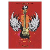 Ilustrace Winged guitar poster, Alex_Bond, 30 × 40 cm