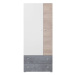 Šatní skříň Amasi - 80x190x50 cm (beton, bílá, dub)
