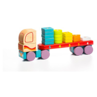 CUBIKA - Cubik 13425 Kamion s geometrickými tvary - dřevěná skládačka 19 dílů
