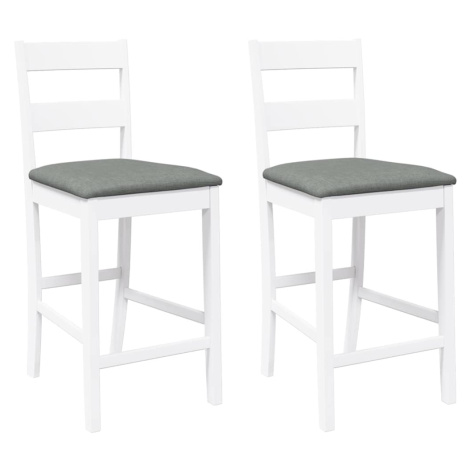 vidaXL Barové stoličky s polštáři 2 ks bílé masivní dřevo gumové