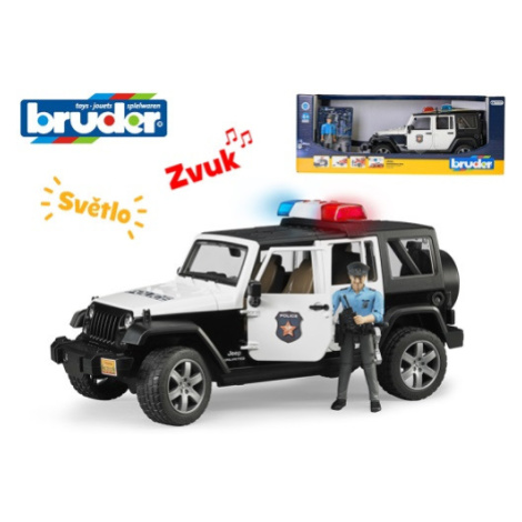 MIKRO TRADING - Bruder policie Jeep Wrangler 32cm volný chod na baterie se světlem,zvukem s poli