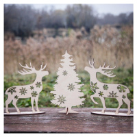 Dřevěné dekorace - Sobi s vánočním stromečkem
