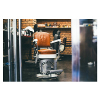 Fotografie Stylish Vintage Barber Chair In brick, stefanamer, 40 × 26.7 cm