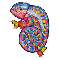 Dřevěné barevné puzzle - Hypnotický chameleon