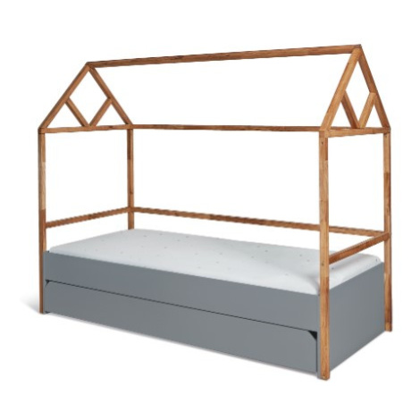 ArtBel Dětská postel s přistýlkou ​​LOTTA domeček | šedá 90 x 200 cm ArtBell