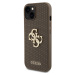 Guess PU Perforated 4G Glitter Metal Logo kryt iPhone 15 béžový